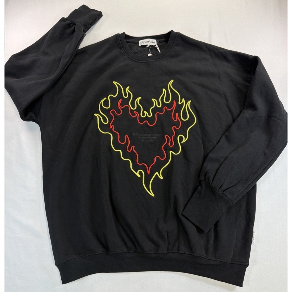 Anthropologie The Laundry Room Flame Heart Sweatshirt Men's M NWT Thumbhole